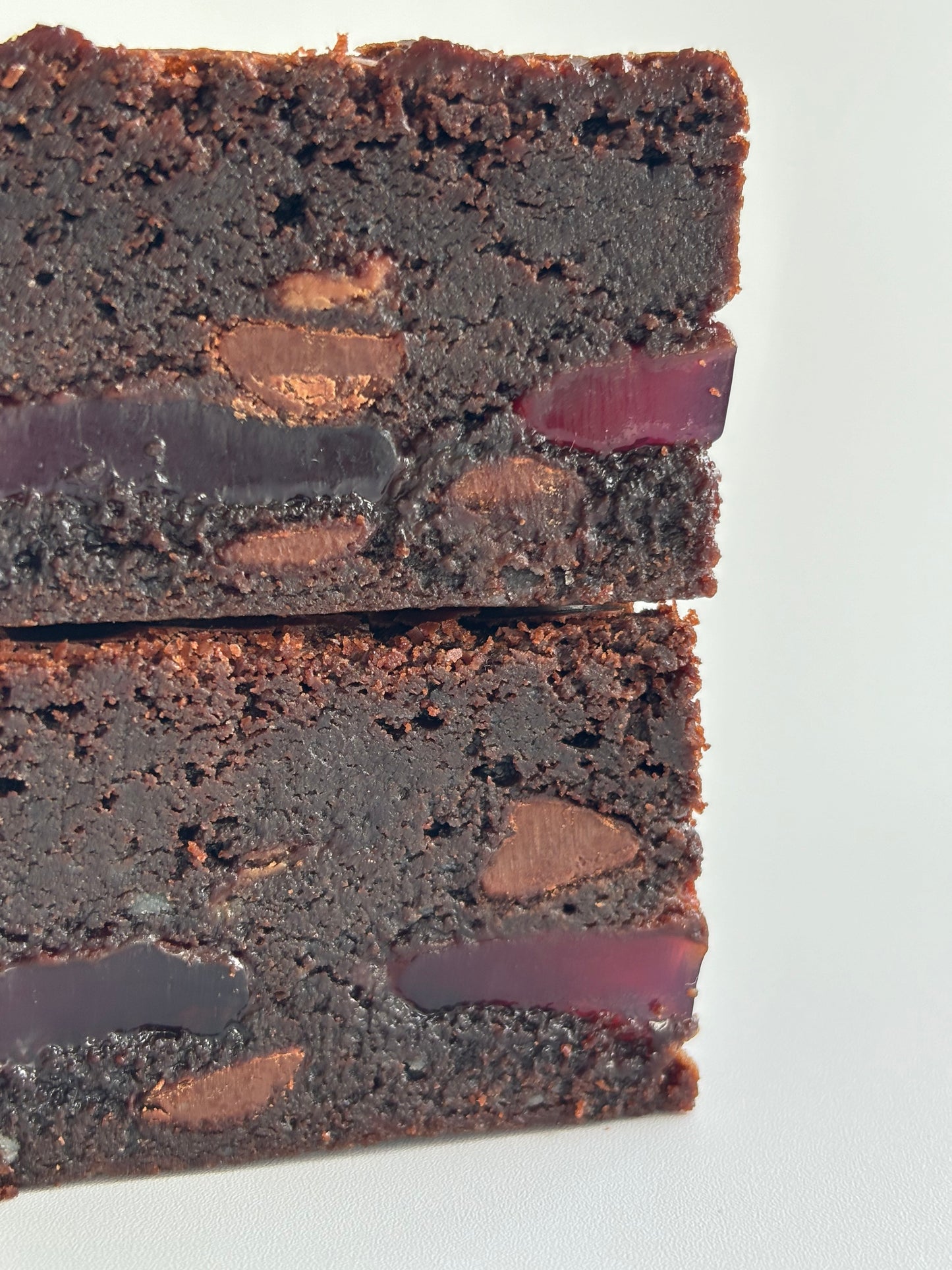 Gooey chocolate gluten-friendly brownies stuffed with a layer of Turkish Delight chocolate bars.