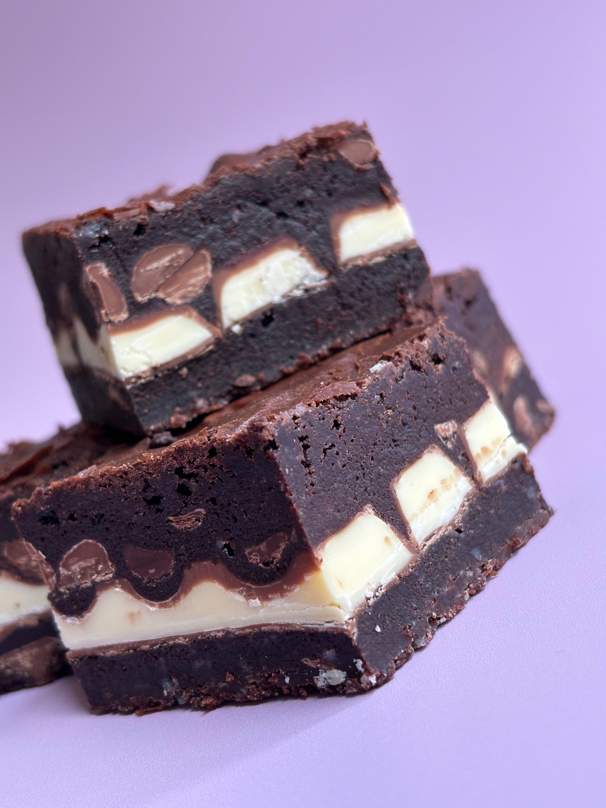 Fudgy chocolate brownies stuffed with a layer of Kinder chocolate bars