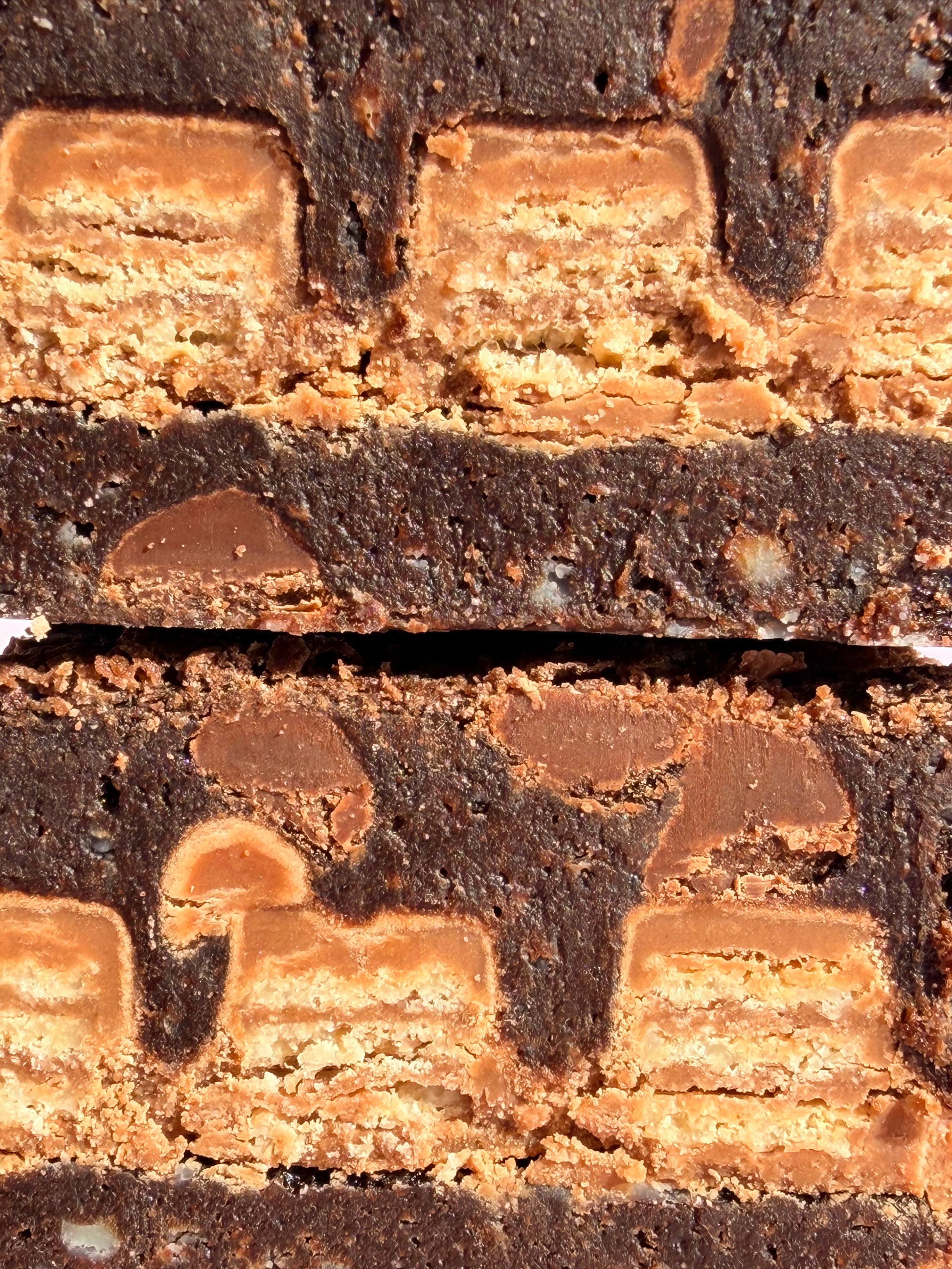 Fudgy chocolate brownies stuffed with a layer of KitKat chocolate blocks